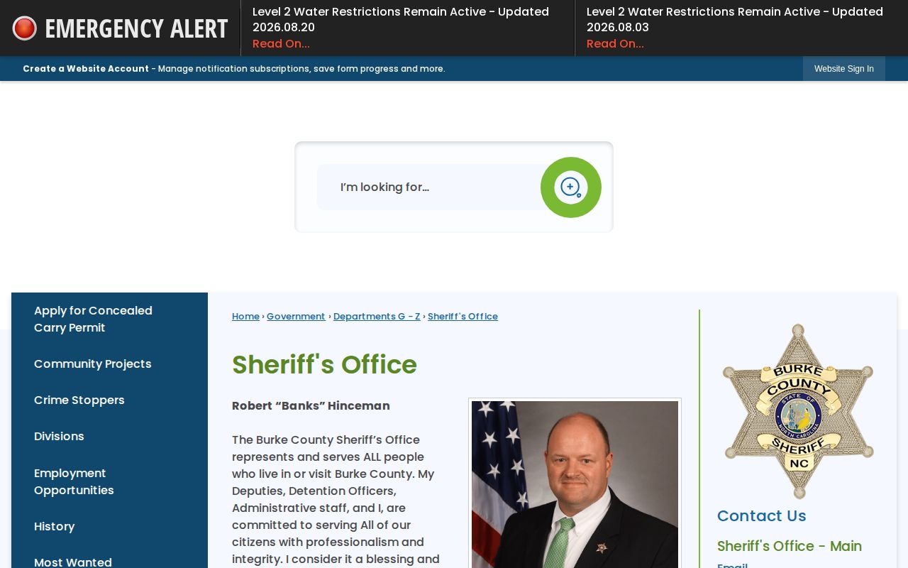 Burke County recent arrests sheriff roster link and contact page